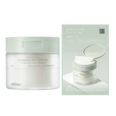 KIOKOCelimax Ji Woo Gae Cica BHA Blemish Toner Pads for Inflammation